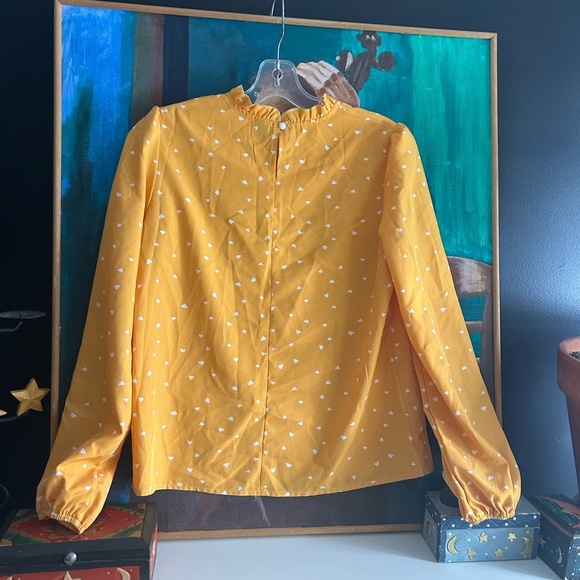 SHEIN Yellow Heart Print Blouse Size XS - Picture 8 of 14